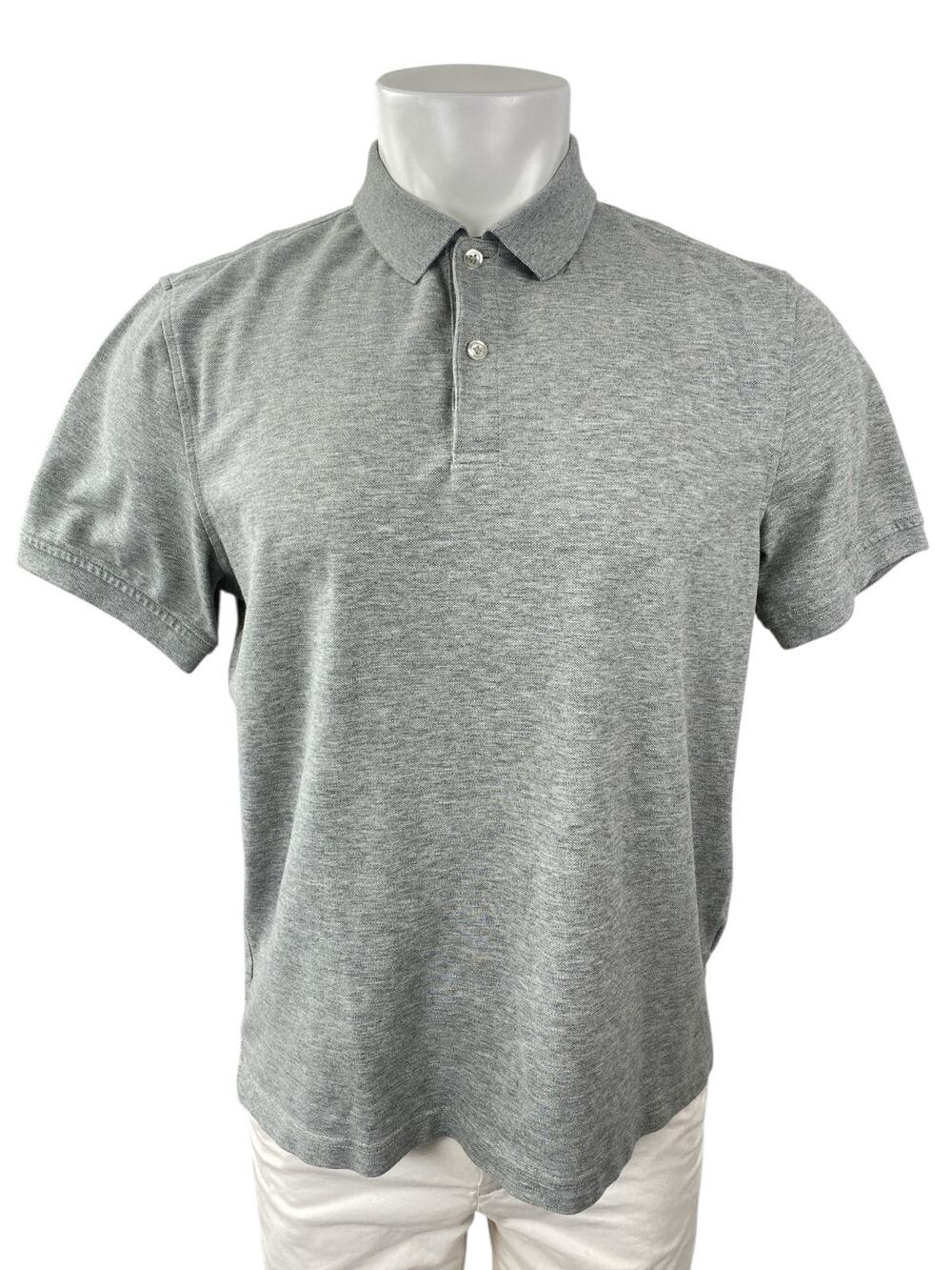 Club Room Mens Gray Collared Short Sleeve Slim Office Casual Polo Shirt Top Sz M